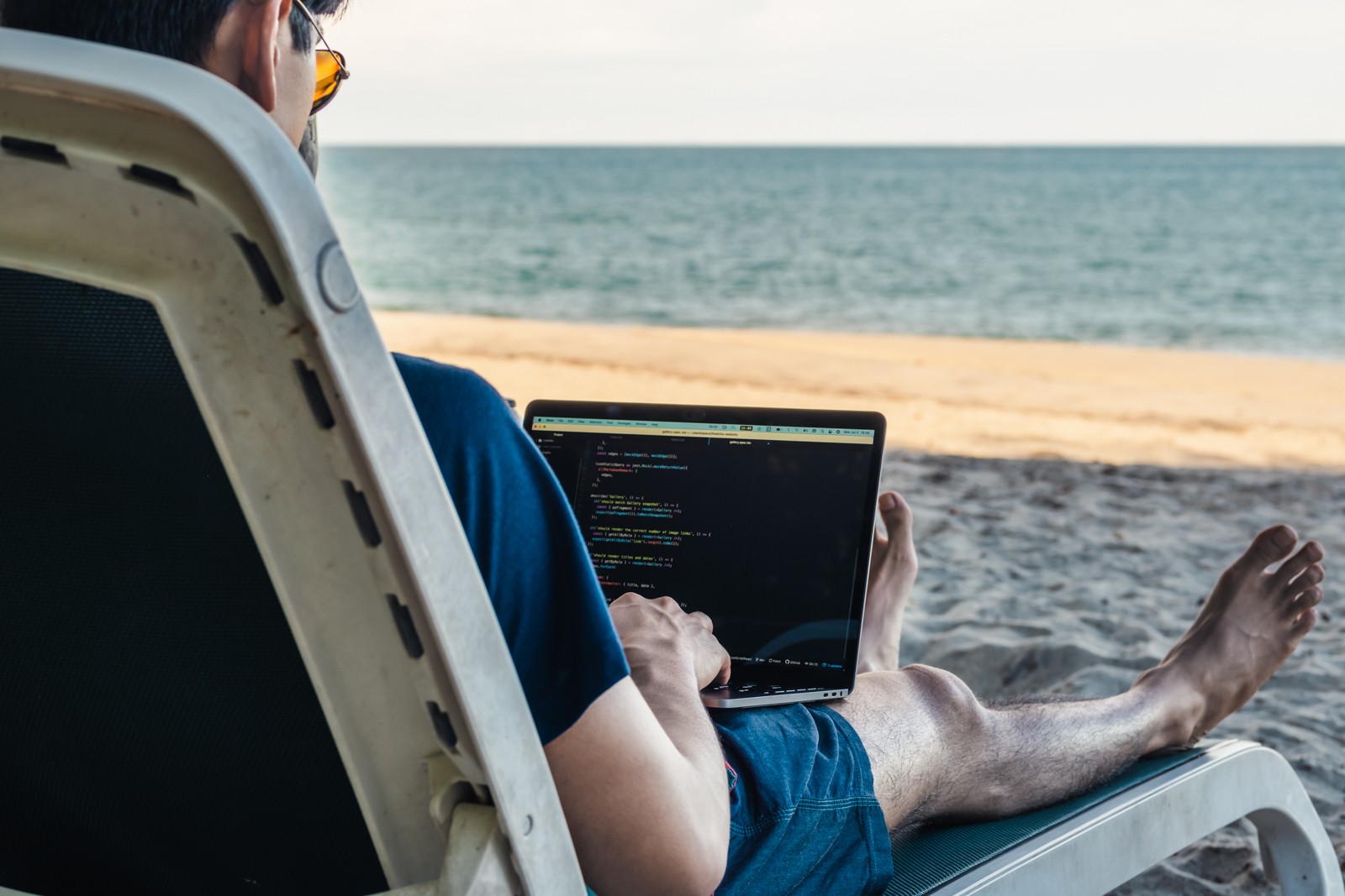 coding at the beach